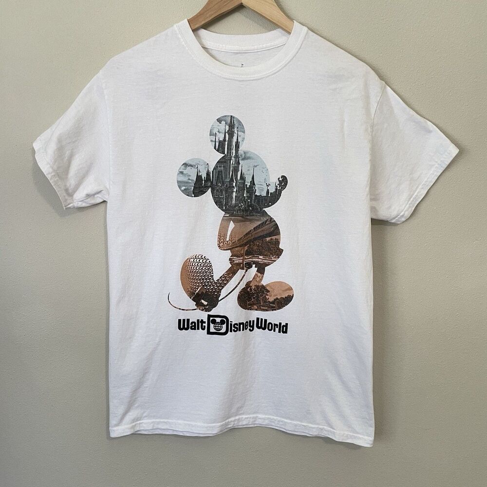 Disney T-Shirt Men's M White Graphic Mickey Mouse Disneyland Resort Short Sleeve